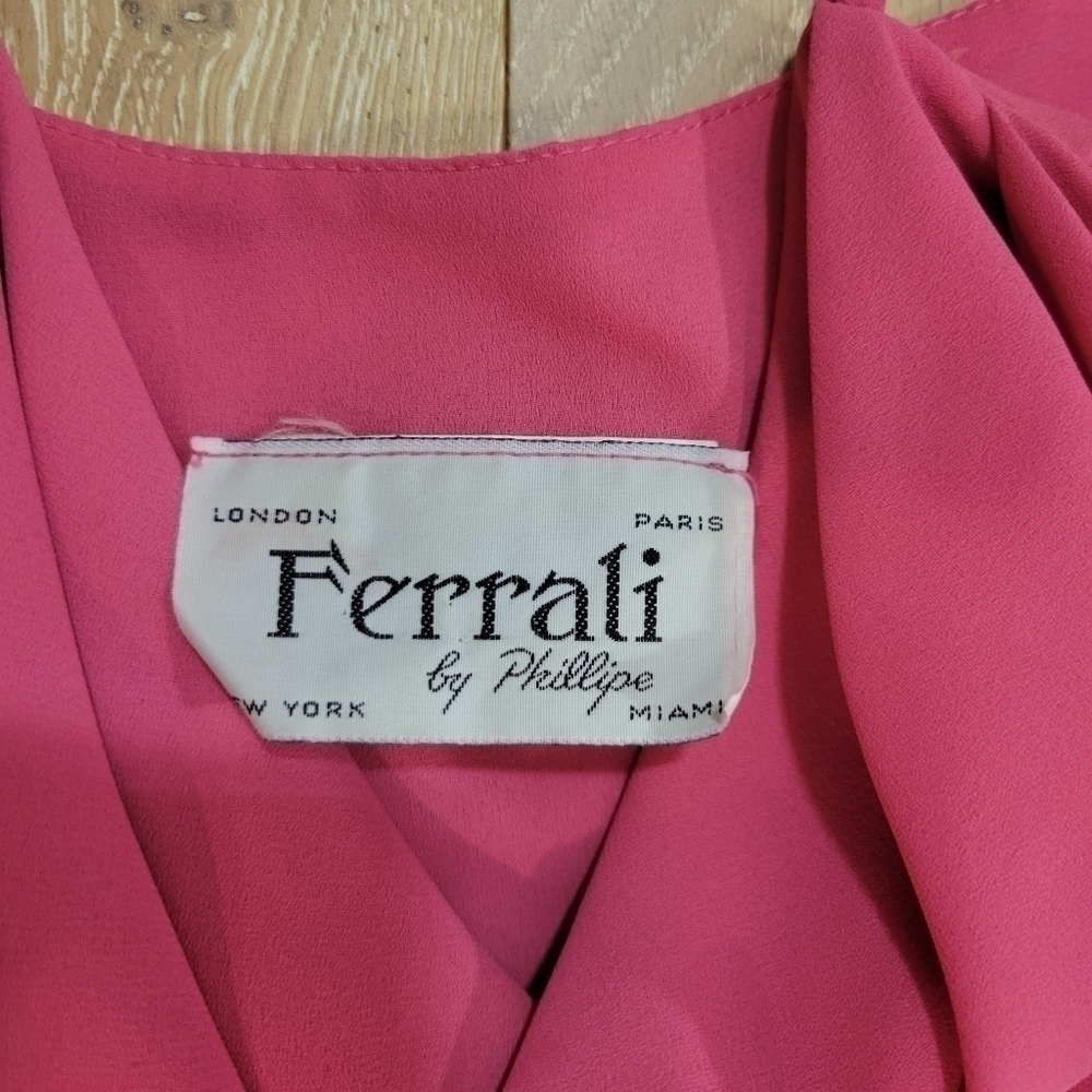 Vintage Ferrali by Phillipe Pink Cowl Neck Spaghetti Strap Midi Dress Size 9/10 - Picture 6 of 8